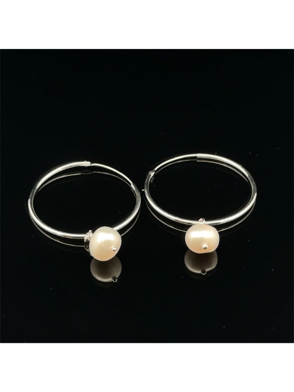 925 Sterling Silver Hoops Earrings Freshwater Heart Interchangeable Modular - Picture 4 of 6